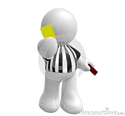 Soccer referee with yellow card Stock Photo