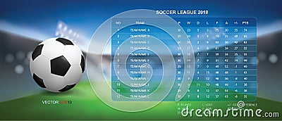 Soccer score table with background of football stadium. Vector Vector Illustration