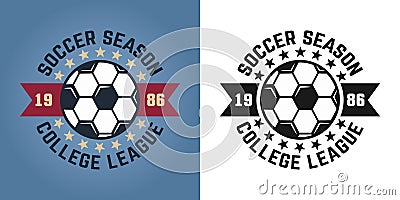 Soccer season vector two emblems for college team Vector Illustration