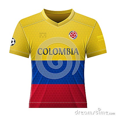 Soccer shirt in colors of colombian flag Vector Illustration
