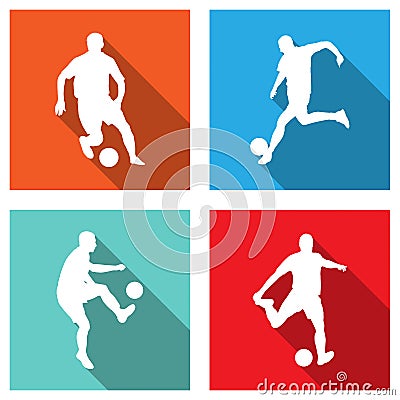 Soccer silhouettes on flat icons for web or mobile applications Vector Illustration