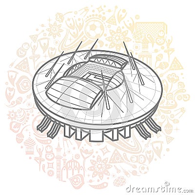 soccer stadium colored illustration Cartoon Illustration