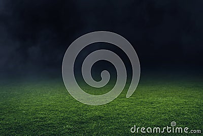 Soccer stadium field at night Stock Photo