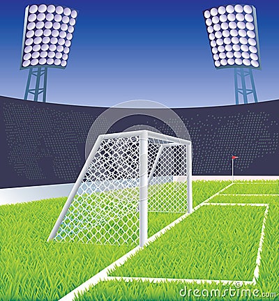 Soccer stadium and goal. Vector Illustration