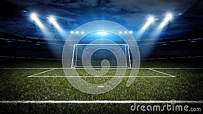 Soccer stadium and goal post Stock Photo