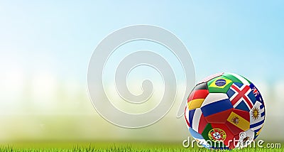 Soccer stadium with Russia soccer football ball 3d rendering Stock Photo