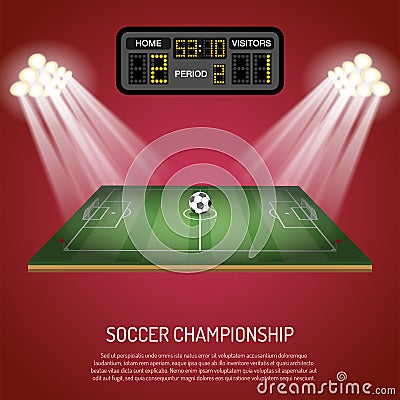Soccer stadium with scoreboard Vector Illustration