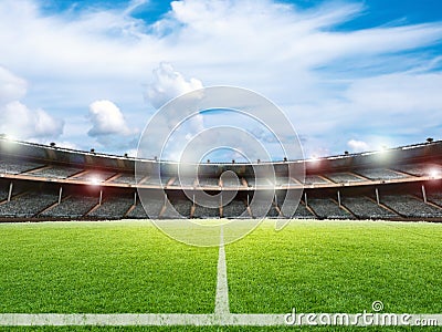 Soccer stadium with soccer field background Stock Photo