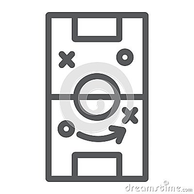 Soccer strategy line icon, game and field, football tactic sign, vector graphics, a linear pattern on a white background Vector Illustration