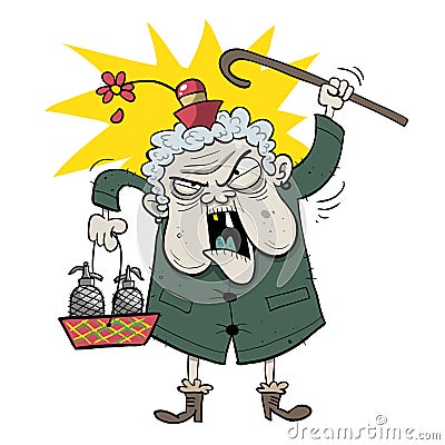 Angry old lady having a heated argument Vector Illustration