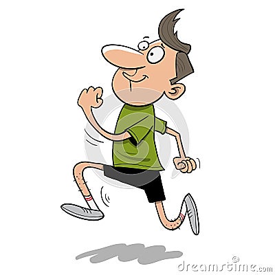 Young man running staying in a race or training Vector Illustration