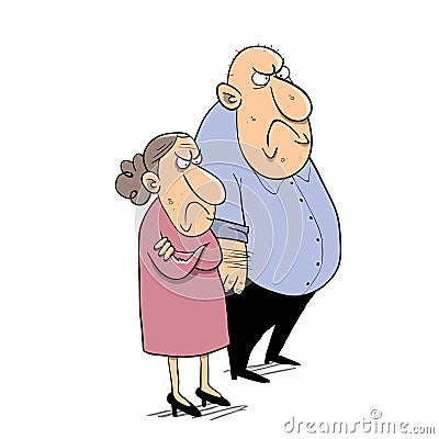 Upset husband and wife or parents Stock Photo