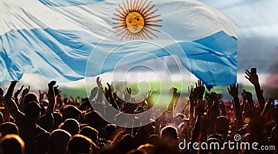 soccer supporters and Argentina flag Editorial Stock Photo