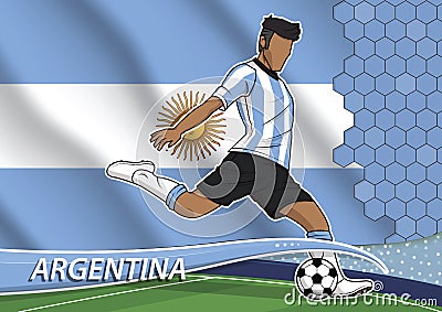 Soccer team player in uniform argentina. Vector Illustration