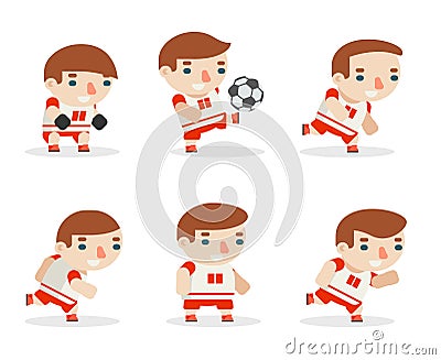 Soccer team players football sport game players cartoon kids flat design vector illustration Vector Illustration