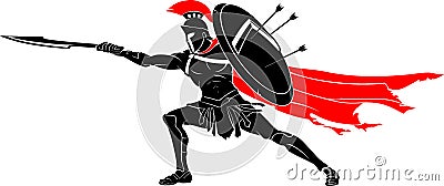 Spartan Thrust Sword Attack Vector Illustration