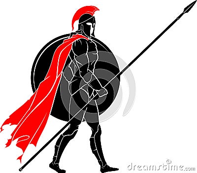 Spartan Soldier Marching Vector Illustration