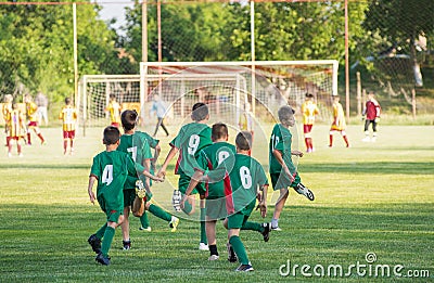 Soccer training for kids Stock Photo