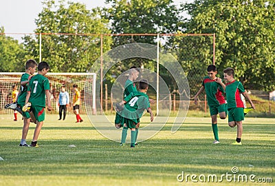 Soccer training for kids Stock Photo