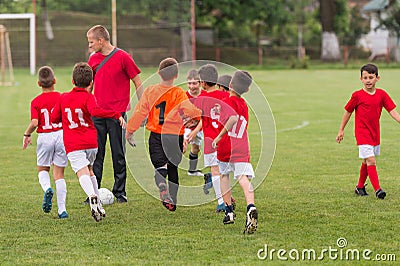 Soccer training for kids Stock Photo