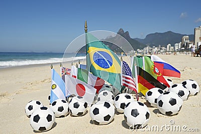 Soccer World Cup 2014 Brazil International Team Flags Rio Stock Photo