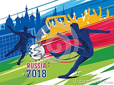 Soccer world cup 2018 in Russia. Color vector illustration. Vector Illustration