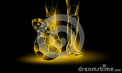 Soccer yellow neon background. Vector Illustration