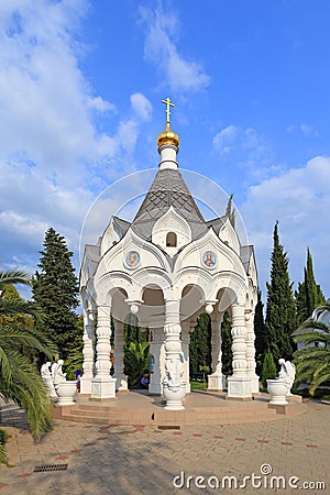 Watershed rotunda on the territory of the Cathedral of St. Michael the Archangel. The city of Sochi, Krasnodar Krai Editorial Stock Photo