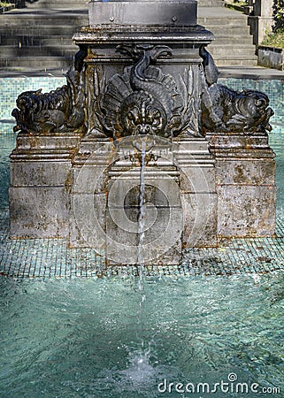 A fragment of a fountain in the arboretum in Sochi Stock Photo