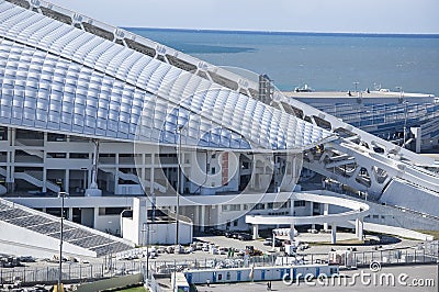 Sochi, Russia - September 24: Football stadium Fischt at the Park preparing for the World Cup 2018 on September 24, 2016 Editorial Stock Photo