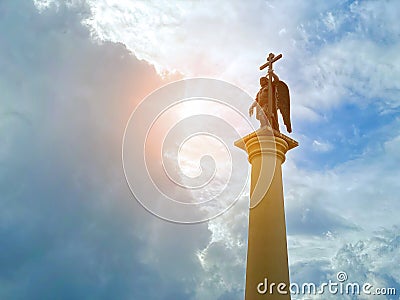 SOCHI, RUSSIA - September 26, 2019: A monument, Saint Michael the Archangel Editorial Stock Photo