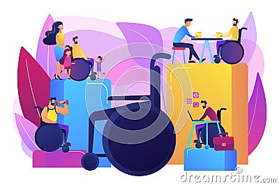 Social adaptation of disabled people concept vector illustration Vector Illustration
