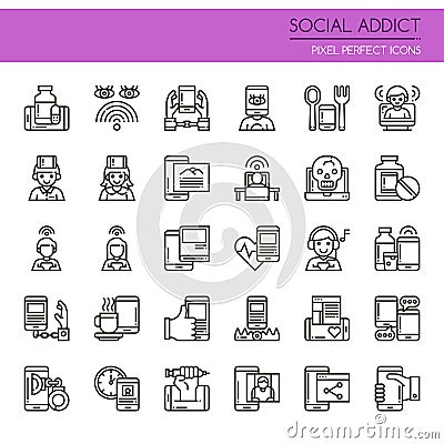 Social Addict Elements Vector Illustration