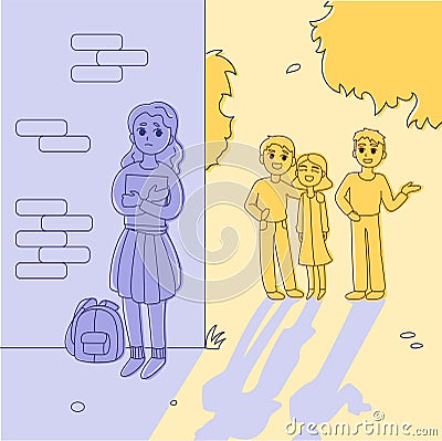 Social anxiety, social phobia Vector Illustration