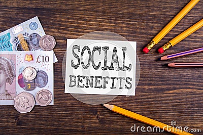 Social Benefits concept. UK pound,money of United kingdom Editorial Stock Photo