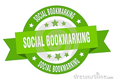 social bookmarking round ribbon isolated label. social bookmarking sign. Vector Illustration