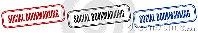 social bookmarking square isolated sign set. social bookmarking stamp. Vector Illustration