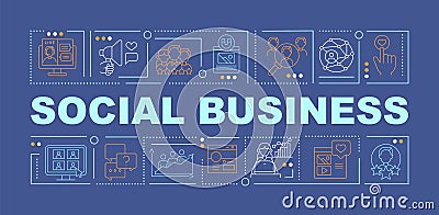 Social business navy word concepts banner Vector Illustration