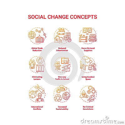 Social change concept icons set Vector Illustration