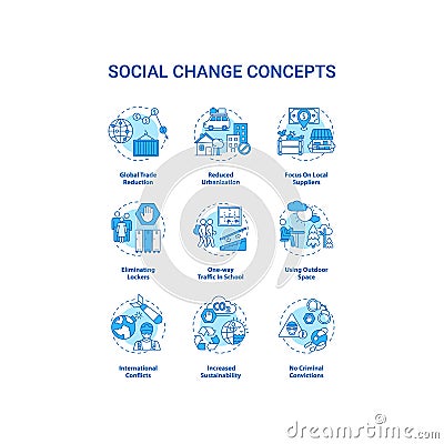 Social change concept icons set Vector Illustration