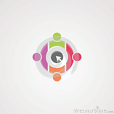 Social click with circle fullcolor logo vector, icon, element, and template for company Vector Illustration