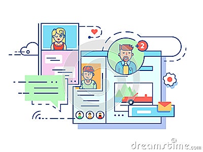 Social communication network Vector Illustration