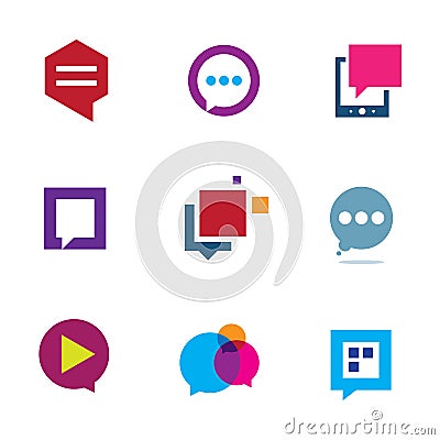 Social community share and interaction chat logo bubble message icon Stock Photo