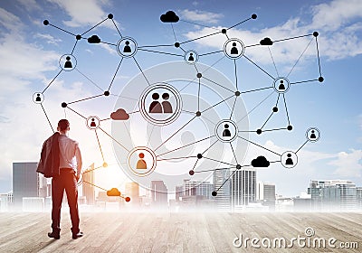 Social connection concept drawn on screen as symbol for teamwork and cooperation Stock Photo