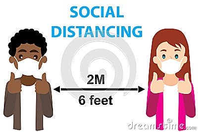 Social distancing Cartoon Illustration