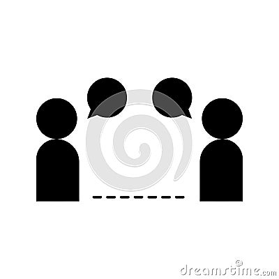 Social distancing between avatars with bubbles silhouette style icon vector design Vector Illustration