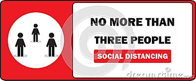 Social distancing - ban on gathering - prohibition of assembly symbols for two, three, four, five or more people. Isolated vector Vector Illustration