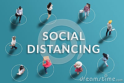 Social distancing concept. people keep spaced between each other for social distancing, increasing the physical space Stock Photo