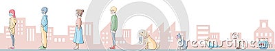 Social distancing. Social distance. Keep Social distance with pets Vector Illustration