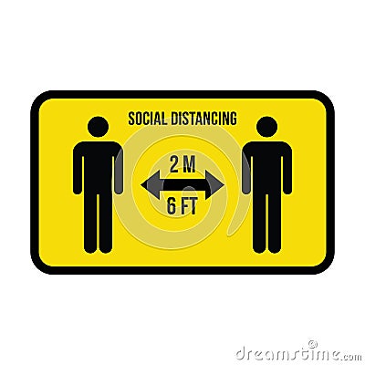 Social distancing icon symbol vector keep safe distance sign in a glyph pictogram Vector Illustration